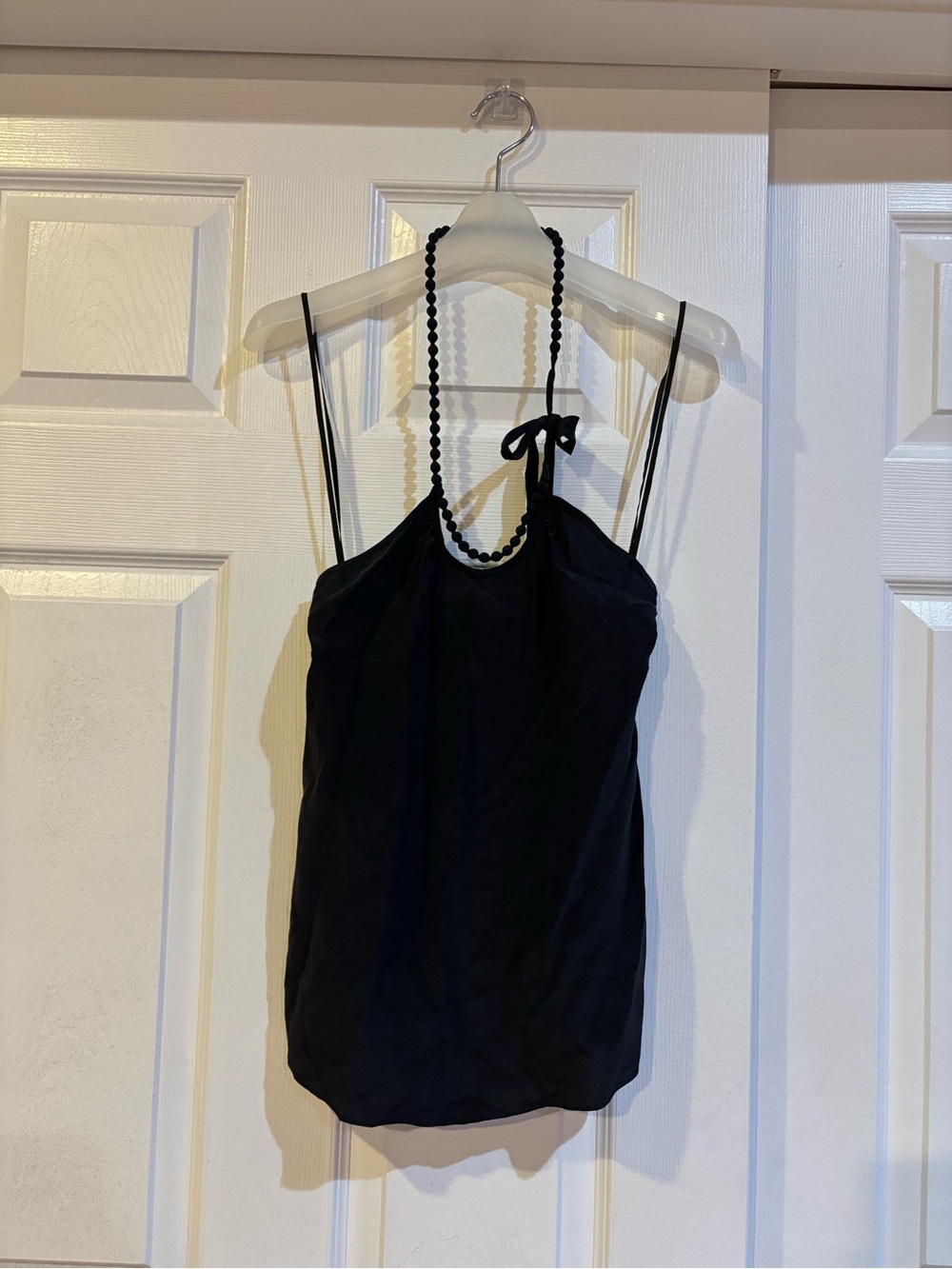Armani Exchange Silk Black Camisole with Tie Detail